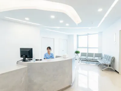 Healthcare reception desk stone