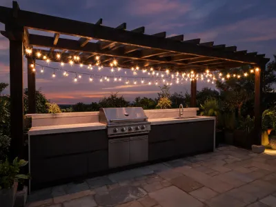 Outdoor covered kitchen counter