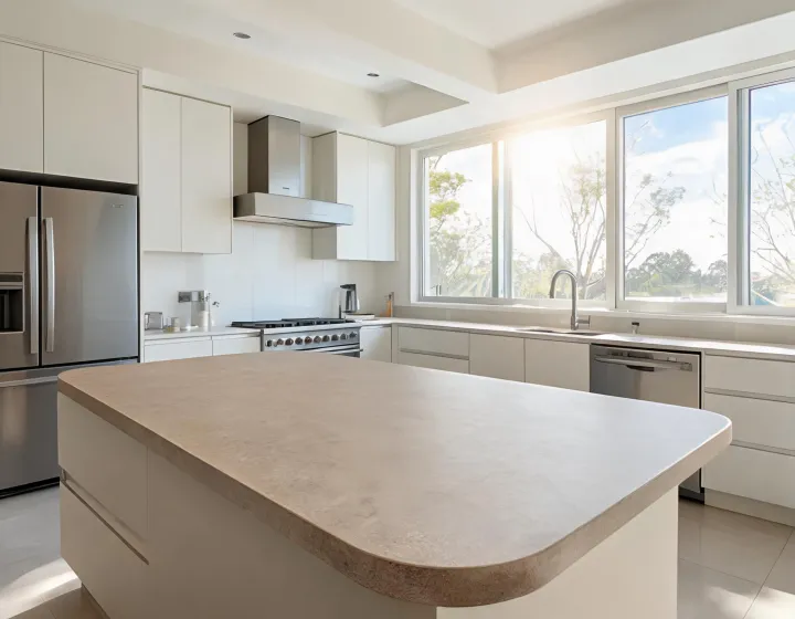 Cosentino quartz island in contemporary kitchen